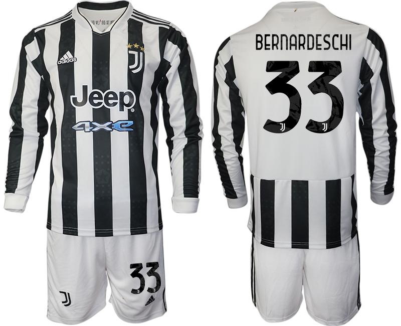Men 2021-2022 Club Juventus home white Long Sleeve #33 Adidas Soccer Jersey->juventus jersey->Soccer Club Jersey